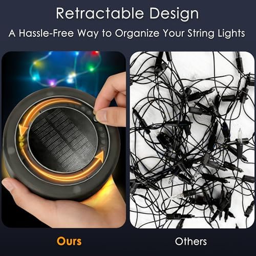 4 in 1 Solar Camping String Lights, 5200mAh 33FT RGB Fairy String Light, Waterproof Hanging String Lights with 9 Lighting Modes, USB-C Rechargeable Tent Lantern, Camping Essentials - Image 5
