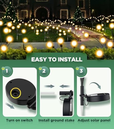 Vibrant Solar Garden Lights, Ultra Bright Solar Powered Firefly Lights Outdoor Waterproof, High Flexibility Starburst Swaying Light, 8 LED Landscape Lighting Decorative for Pathway Patio Yard - Image 6
