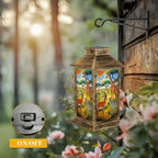 Solar Lantern Outdoor Waterproof African Savanna Wildlife Stained Glass Giraffe Zebra Antelope Garden Decor LED Hanging Solar Lights Tabletop Lamp Gifts for Women Mom Outside Yard Patio Porch - Image 5