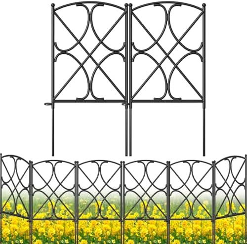 AMAGABELI GARDEN & HOME 10 Panels 24in(H)×10ft(L) Decorative Garden Fences and Borders for Dogs Rustproof Metal No Dig Fence Panels Garden Edging Border for Animal Barrier Flower Beds Yard Patio by AMAGABELI+GARDEN+%26+HOME