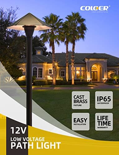 COLOER 1-Pack Brass12V Low Voltage Garden Path Lights Outdoor(605B) - Image 2