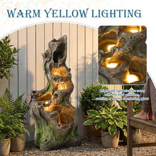 TITIMO 40''H Cascading Rock Water Fountain, 6-Tier Outdoor Garden Waterfall - Image 6
