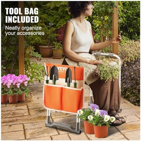 Garden Kneeler and Seat 10 Wide Pad 330 Lbs Load Capacity Foldable Garden Stool Kneeling Bench for Gardening with Tool Bag S for Women Grandparents Seniors Mom and Dad - Image 7