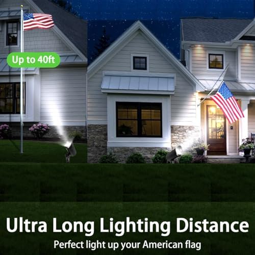 30W Flag Spot Lights Outdoor 120V Dusk to Dawn,5000K Cool White LED Landscape light Plug in with Photocell Sensor Bright Flag Pole Light for Yard Tree Garden Landscape Lighting with 6FT Cord (2) - Image 2