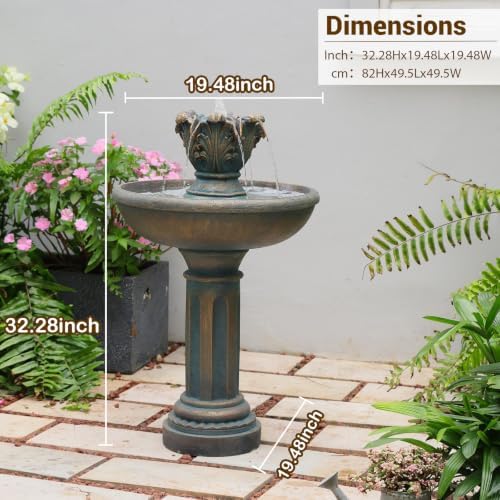Sunlinua 45" 3-Tier Outdoor Water Fountain with Quiet Pump - Image 2