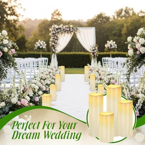 Rossesay 4 Pcs 8" 10" 12" 14" X 4", Flameless Candles, Ivory White, Vivid - Image 6