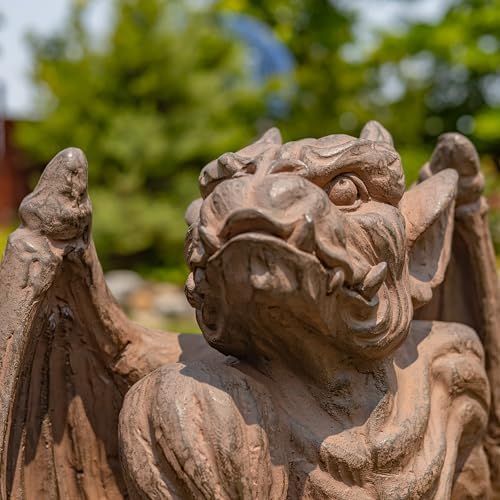 Zaer Ltd. Set of 2 Gothic Gargoyle Garden Statues, 28.4 Inch Tall Outdoor Sculptures (Antique Rust) - Image 3