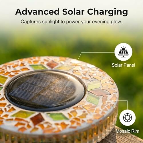 Solar Disk Lights Outdoor Waterproof, Decorative Mosaic Solar Ground Lights, Highly Weather-Resistant Landscape Lighting for Garden, Pathway, Walkway, Patio, Yard Decor (4, Purple) - Image 2