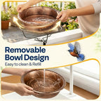 VIVOHOME Deck-Mounted Bird Bath with Solar Fountain, 13-Inch Bowl, Bronze - Image 4