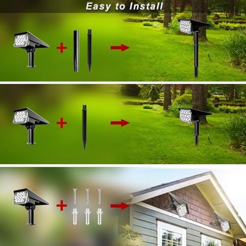 LED Solar Outdoor Garden Spotlights, IP65 Waterproof, Powered Security Landscape Lights, Auto On/Off,In-ground/Wall Lamp for Garden/Patio/Driveway/Pond/Deck(Green,1PCS(3w-5.5V)) - Image 6