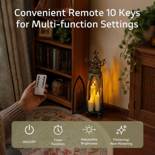 Pack of 9 Real Wax Pillars Flameless Candles with Remote, 400H Battery Operated Flickering LED 3D-Wick Warm Lights, 2/4/6/8H Timer for Home Decor(2" x 4" 4" 5" 5" 6" 6" 7" 8" 9" Ivory) - Image 5