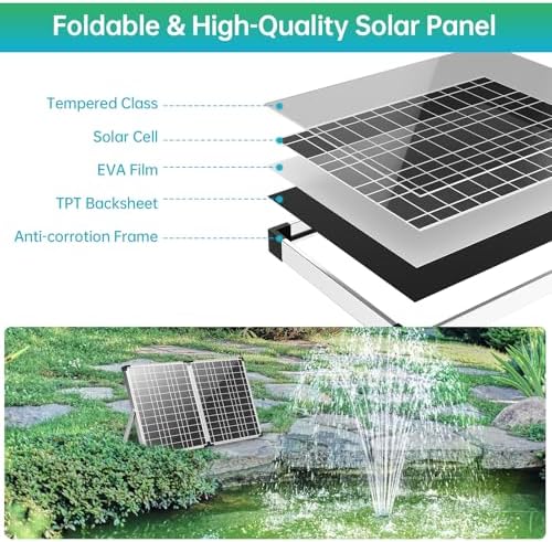 Antfraer 40W Solar Pond Filter with Water Pump, Pond Filter Box with Pond Filter Box, Pond Pump with 6.6ft Clear Tubing for Outdoor Pond Waterfall Garden Fountain Water Feature - Image 3