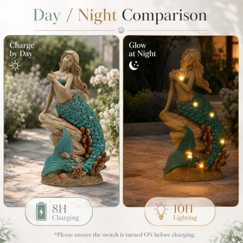 Magical Solar Mermaid Garden Statue Figurine - Image 3