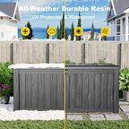 150 Gallon Waterproof Outdoor Storage Box, UV Resistant Resin Deck Box with Hydraulic Rod for Reinforced Stability, Perfect for Patio, Garden, and Pool, Striped Black - Image 7