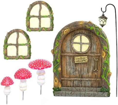 Fairy Doors for Trees with Glow in the Dark Mushrooms, Fairy Door, Fairy Garden, Fairy House Kit, Fairy Garden Accessories Outdoor kit, Fairy Doors for Trees Outdoor, Fairy Doors by TreePoetry