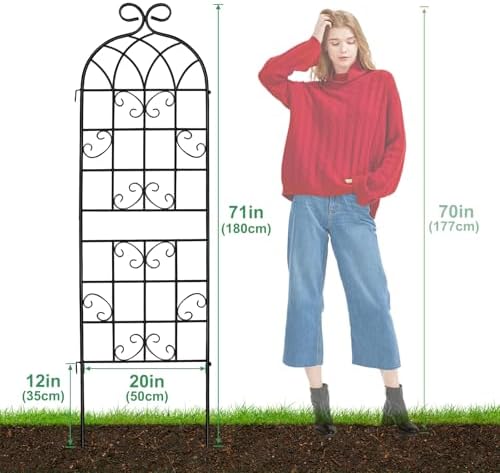 YOBAZAN Metal Garden Trellis 71"x20", 2 Pack Plant Support Trellis - Image 3