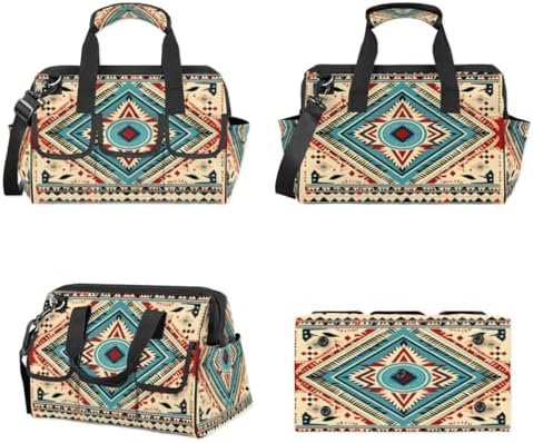 Boho Aztec Pattern Tool Bags for Men Women Multi-Pockets Wide Mouth Tool Organizer Storage Tote Bag Waterproof Stroage Bags with Adjustabe Shoulder Straper for Car Electrician Garden - Image 6