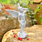 Sungmor Cast Iron Angel Statue Garden Fairy Figurines, 2 Pack Rustic White - Image 4