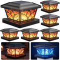SIEDiNLAR Flickering Flame Solar Post Cap Lights 4 Modes 6 Pack (Black) by Siedinlar