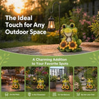 Solar Frog Garden Statue with LED Light – Hand-Painted Resin Outdoor Decor, Waterproof Lawn Ornament for Patio Yard Balcony, Unique Gift for Mom Grandma Women, Fairy Garden Decoration - Image 4