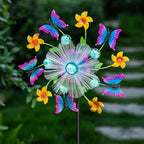 44" Butterfly Wind Spinners Garden Stake, Solar Flower Butterfly Wind Sculpture Yard Art Decorations for Lawn, Patio & Yard & Garden Decor, Metal Whirligigs Wind Spinners Outdoor Decor - Image 4