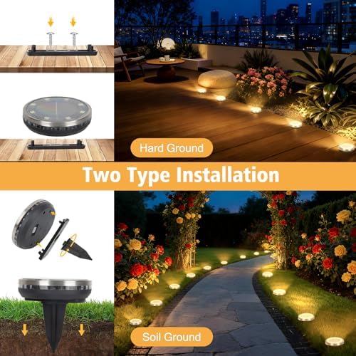 12 Pack Solar Ground Lights Outdoor Waterproof Garden Lights for Yard Lawn - Image 2