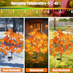 Uieke 4 Pack Solar Fall Lights Outdoor Decorative, 80LED Fall Solar Stake Lights Outdoor with 8 Modes & Timer Maple Leaf Pathway Lights Waterproof Thanksgiving Decorations for Yard Garden - Image 4