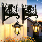 VOOKRY Solar Wall Lanterns Outdoor, Waterproof 2 Pack Hanging Lights with Cat Hooks, Wall Mount Sconce with 3 Solar Panels for Patio Porch Yard Garden Decor, Dusk to Dawn 2700K Warm White by VOOKRY