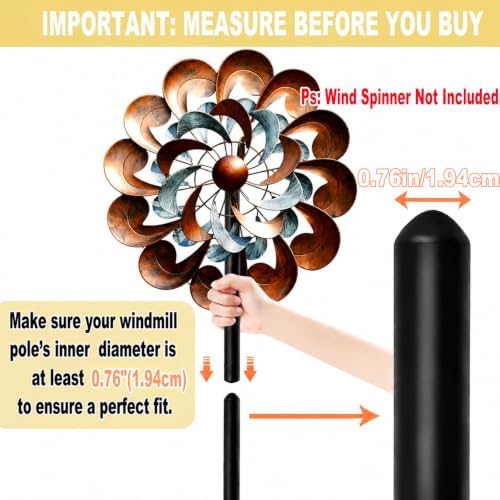 Heavy Duty Wind Spinner Replacement Pole, 48"/72" Adjustable, 5-Prong Base - Image 6