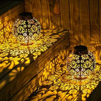 2 Pack Solar Lanterns, Vintage Bronze Flower by BLLTLLW