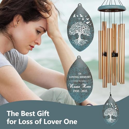 ASTARIN Sympathy Wind Chimes Personalized, Tree Life Sympathy Gifts Wind Chime for Loss of Loved Mom/Dad, Commemorative Wind Chimes for Condolences/Funeral, Outside Decor(Produced in Texas) - Image 2