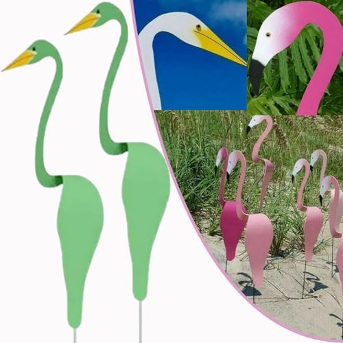 2 Pcs Florida Dancing Birds Garden Metal Art, Sherem Magical Metal Windmill, Florida Dancing Flamingo, Aluminum, Blue, Animal, Durable, Weather Resistant, Waterproof by QhecomceHome
