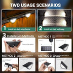 PATIOWIN 20 Pack Solar Step Lights for Outside, 24 LEDs Solar Stair Lights Waterproof IP65, Solar Deck Lights Outdoor Decor for Garden, Porch, Pathway, Patio, Fence, Balcony - Image 6