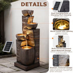 38.2" Tall Solar Powered Water Fountain for Outdoor - Image 3