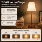 Rechargeable Cordless Table Lamp, Battery Operated Bedside Lamp, Wood Grain - Image 3