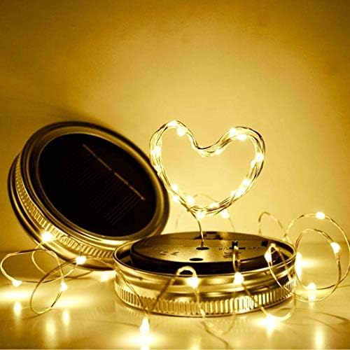 SmilingTown Solar Mason Jar String Light Lids 12 Pack 30 LED Fairy Firefly Inserts Lighting with 12 Hangers Waterproof for Outdoor Tree Patio Lawn Garden Decor, No Jars - Image 4