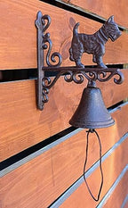 Ebros Gift Cast Iron Rustic Vintage Western Farmhouse Scottish Terrier Dog Door Wall Dinner Yard Bell Outdoor Farm Cottage Accent Bells - Image 2