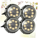 4pcs LED Solar Garden Lights Outdoor Lawn Landscape Ground Disc Lamps Warm Light Waterproof Solar-Powered In-ground Lighting for Patio Pathway - Image 5