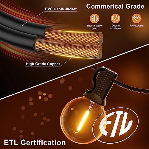 GPATIO 120FT Outdoor String Lights, Waterproof Patio Lights with 64 Hanging Lights Globe G40 Bulbs, 2700k Shatterproof for Backyard Outside Decor - Image 3