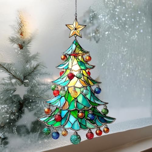 Mosaic Style Christmas Ornaments Tree Acrylic Suncatcher - Image 3