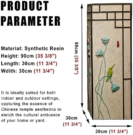 ARCVOX Home Garden Pedestal Stand Lotus Pattern, Synthetic Resin Asian Temple Pillar, Doorway Porch Plant Stand, Traditional Pillar Sculpture Statue (Color : Lotus, Size : Size L) - Image 6