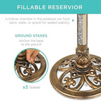 32inch Antique Bird Bath Outside Garden Weather Resistant Polyresin Backyard Expressions - Image 5