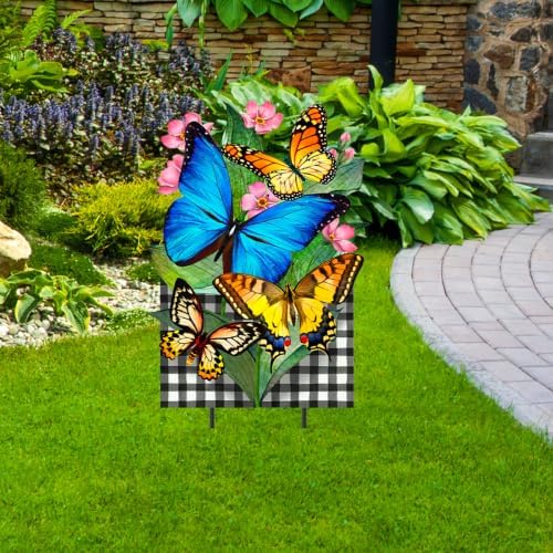 Briarwood Lane Spring Metal Art 28x14 Checkered Butterflies for Spring Metal Art - Image 3