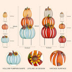 hogardeck Fall Decorations for Home Outdoor, 2 PCS 34" Decorative Garden Stakes with 6 Stacked Pumpkins for Fall Decor, Metal Yard Signs for Garden Home Lawn Patio Thanksgiving - Image 3