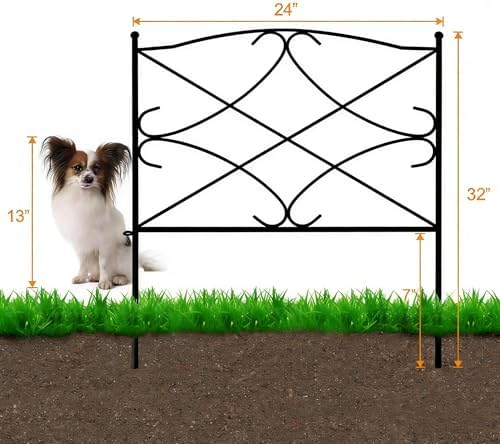 AMAGABELI GARDEN & HOME 5 Panels 32in(H)×10ft(L) Decorative Garden Fences and Borders for Dogs Rustproof Metal No Dig Fence Panels Garden Edging Border for Animal Barrier Flower Beds Yard Patio - Image 5