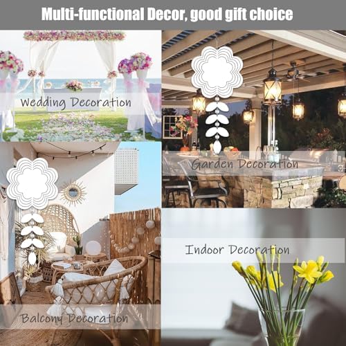 4Pack 10inch Sublimation Wind Spinner Blanks 3D Aluminum Metal Wind Sculpture Kinetic Spinners for Yard and Garden Indoor Art Ornaments Hanging Decoration (Leaf Branch Flower) - Image 6