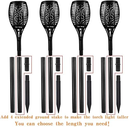 4 Pack LED USA Solar Torch Lights Outdoor Landscape Garden Pathway Light 43 inch 96 LED Waterproof Light with Flickering Flames with Auto On/Off Dusk to Dawn - Image 2