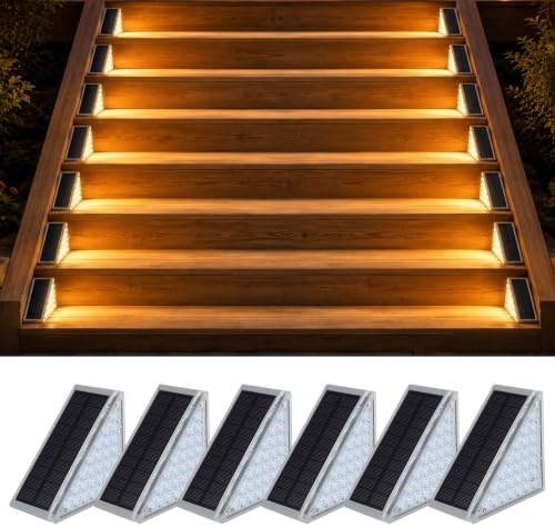 AUDLES Solar Step Lights for Outside 6 Pack, 28 LED 2 Brightness Modes by AUDLES