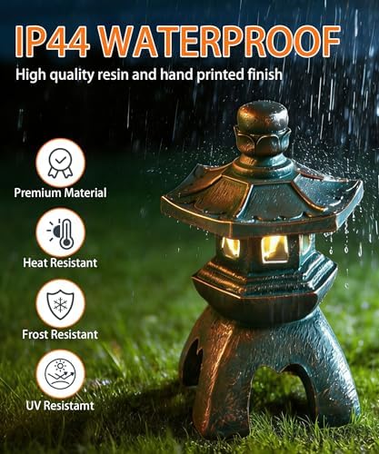 Nacome Solar Pagoda Lantern Garden Statue Zen Asian Janpases Decor - Image 6