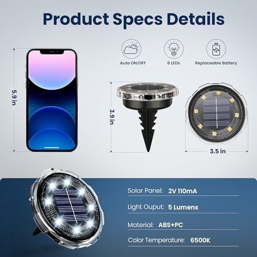 SOLPEX Solar Ground Lights Outdoor, Pathway Lights 20 Pack Cool White - Image 3